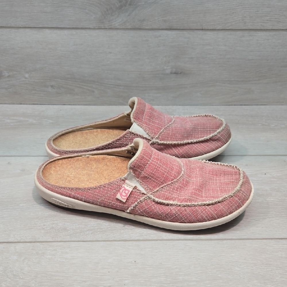 Spenco Women Pink Canvas Slip-On Mules Clog Shoes Flats Sz 8
